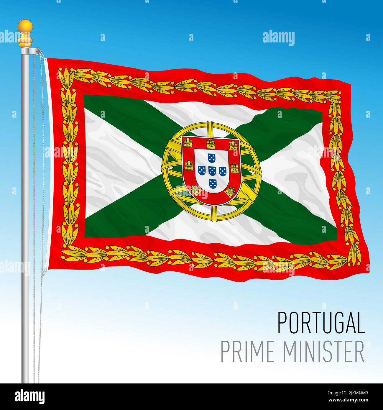 Portugal, Flagge des Premierministers, Europäische Union, Vektorgrafik Stock Vektor