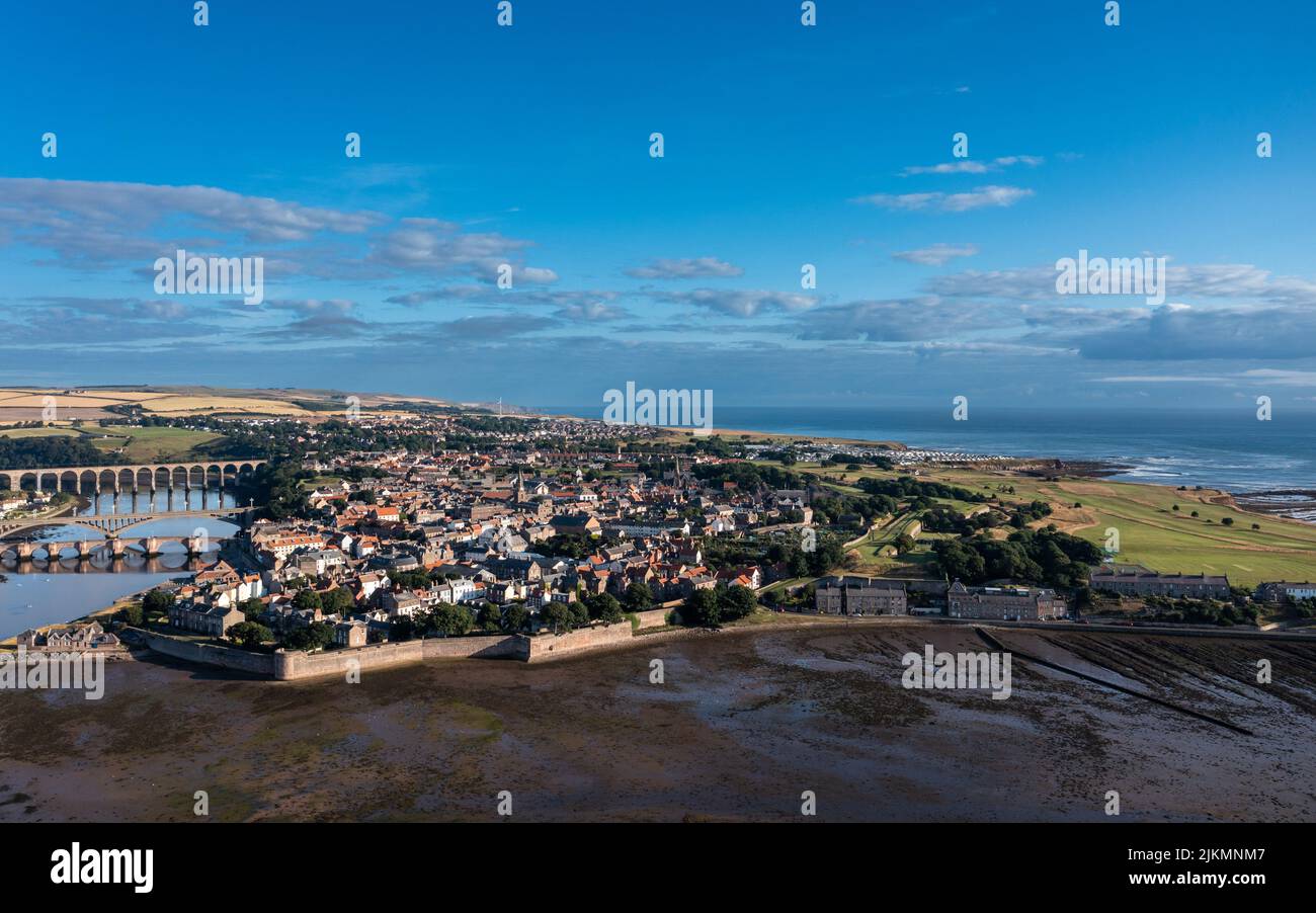 Luftaufnahme von Berwick upon Tweed, Northumberland, England, Großbritannien Stockfoto