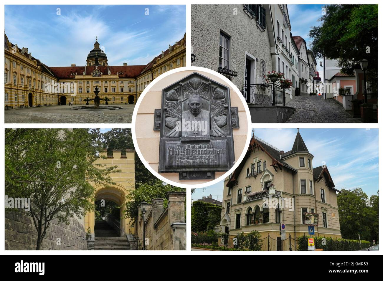 Stift Melk ist eine Benediktinerabtei in Melk, Österreich. Kloster auf einem Felsvorsprung mit Blick auf die Donau Stockfoto Stift Melk ist eine Benediktinerabtei in Melk, Österreich. Kloster auf einem Felsvorsprung mit Blick auf die Donau Stockfoto