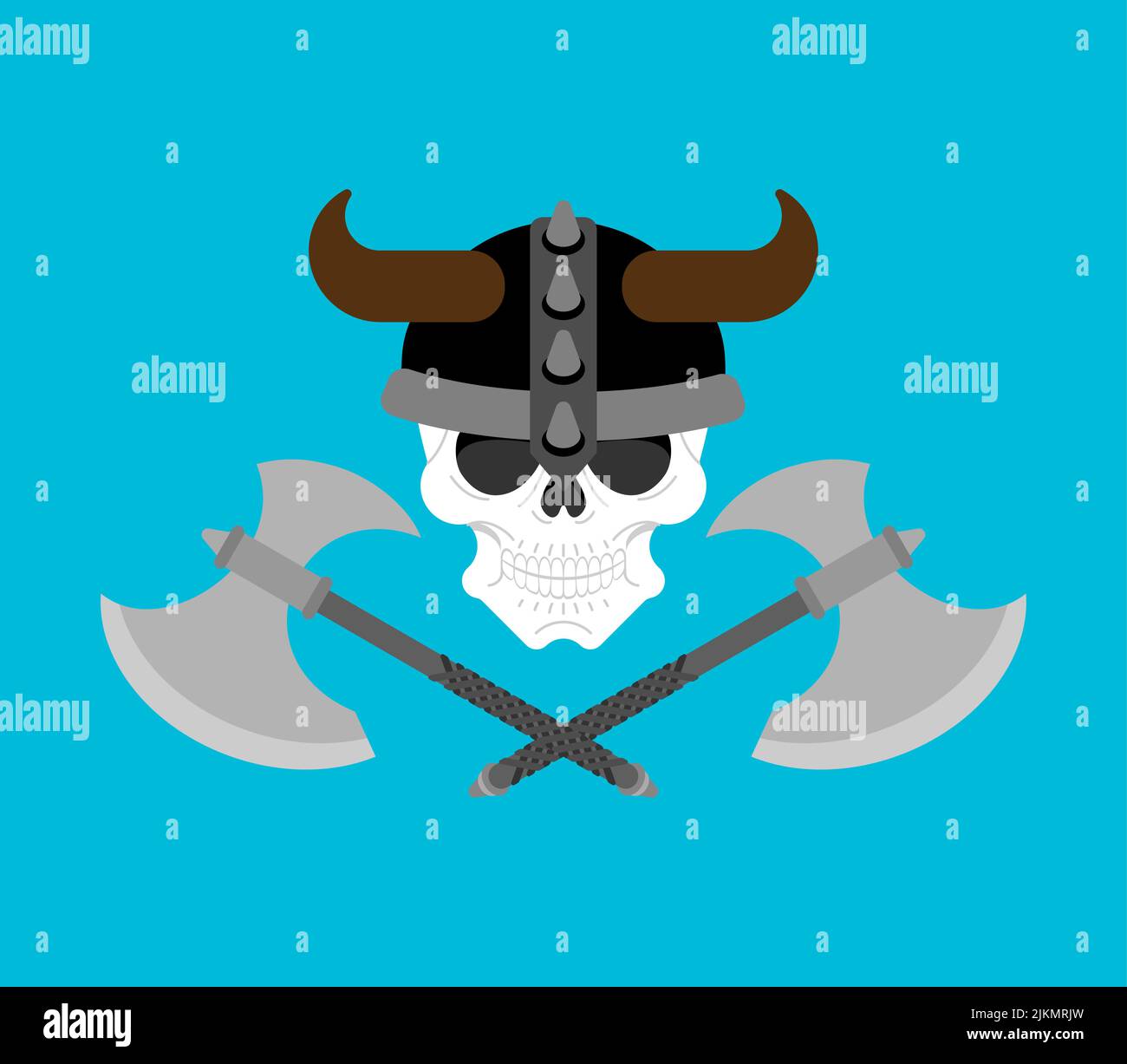 Viking Skull isoliert. Barbarischer Schädel Zeichen. Berserker Skelettkopf-Symbol Stock Vektor