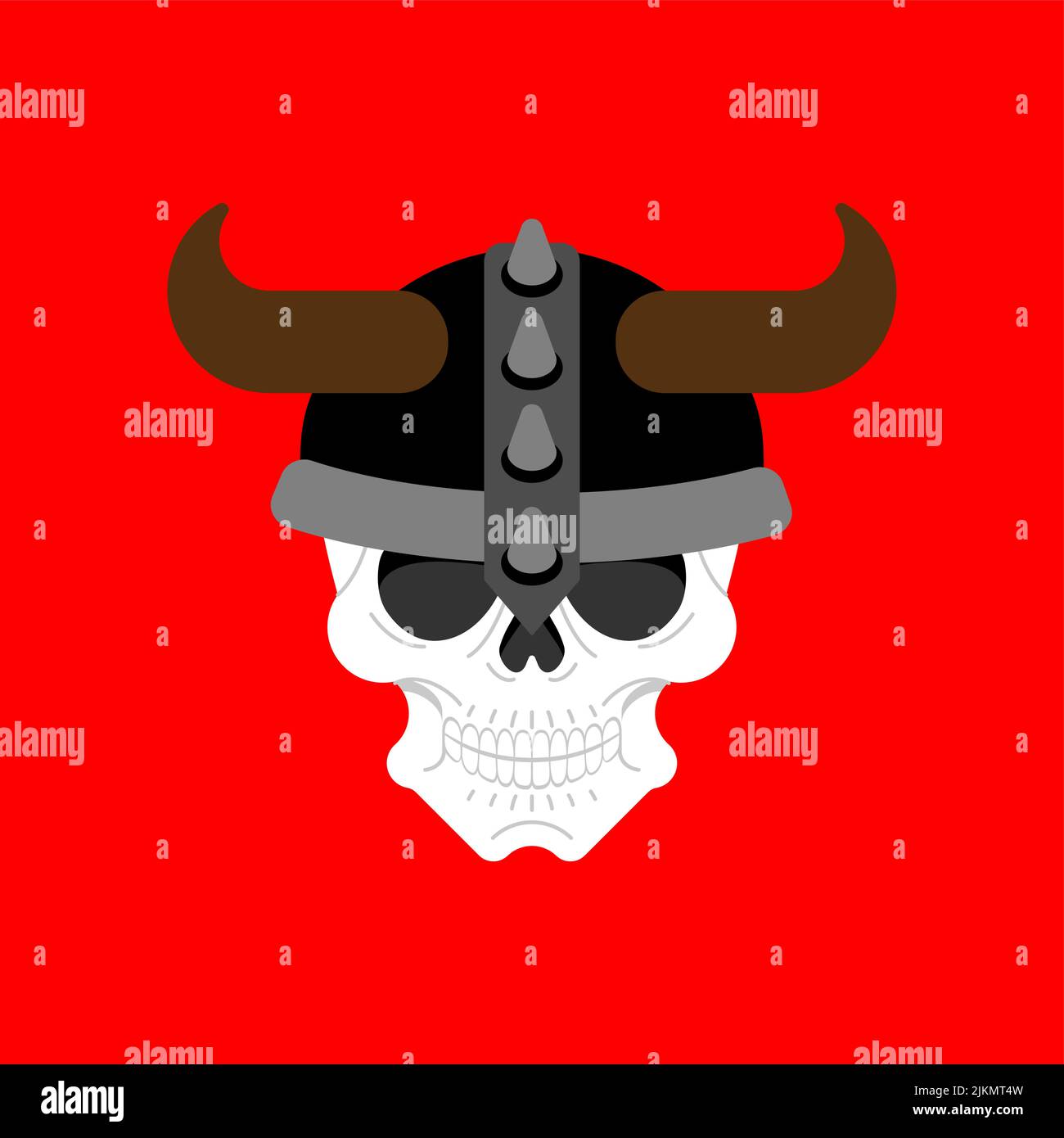 Viking Skull isoliert. Barbarischer Schädel Zeichen. Berserker Skelettkopf-Symbol Stock Vektor