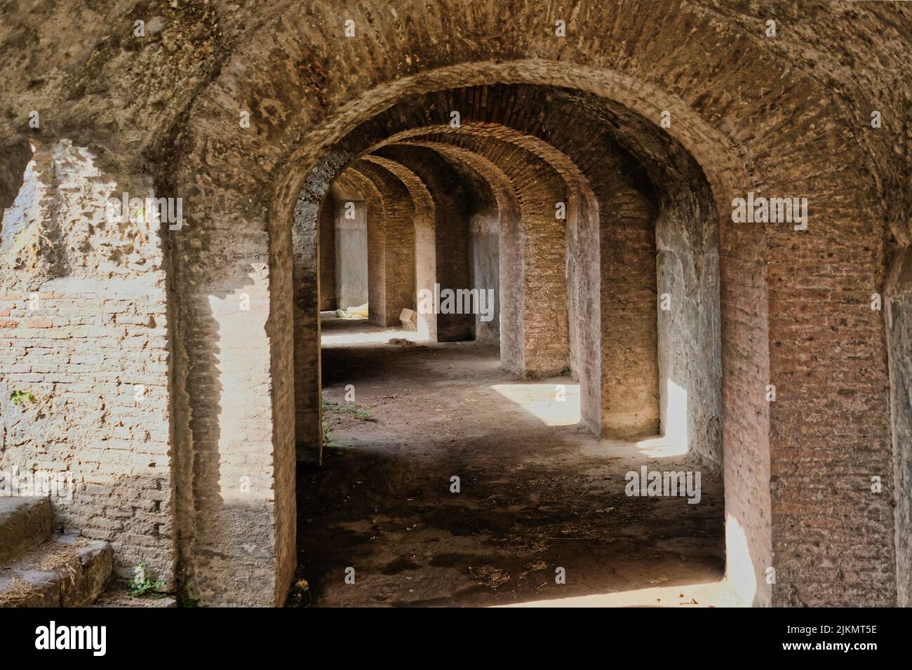 Amphitheater mit elliptischer Struktur, Inneneinrichtung mit 20000 Kapazität, römisches Anfiteatro di Pompeji, Pompeji, UNESCO-Weltkulturerbe, Kampanien, Italien, Europa Stockfoto