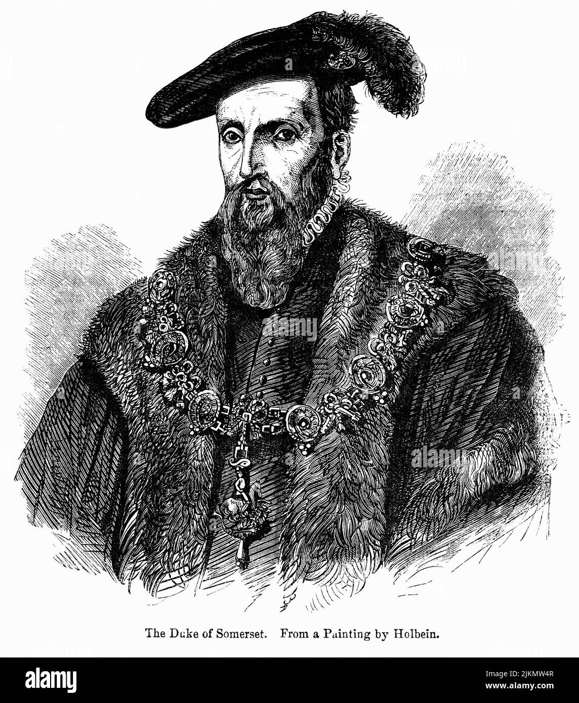 Der Herzog von Somerset. Aus einem Gemälde von Holbein, Illustration aus dem Buch, „John Cassel’s Illustrated History of England, Volume II“, Text von William Howitt, Cassell, Petter und Galpin, London, 1858 Stockfoto