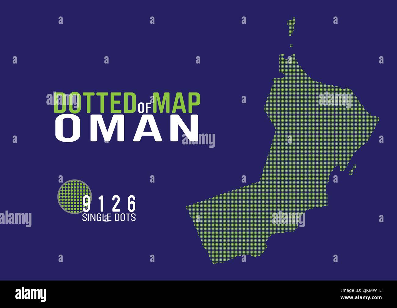 Eine detaillierte und gepunktete Karte von oman Stock Vektor