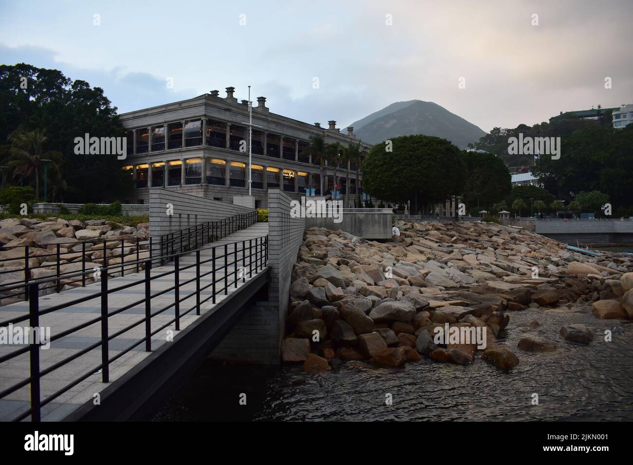 Der Blick auf Murray House. Historisches Wahrzeichen in Hongkong. Stockfoto