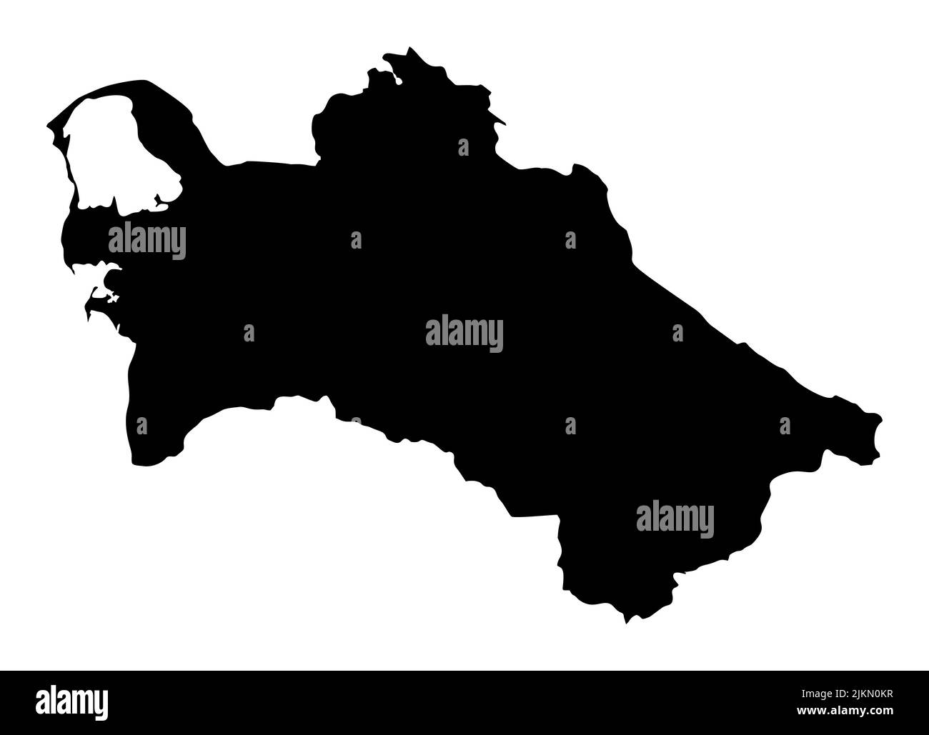 Turkmenistan Silhouette Karte isoliert auf weißem Hintergrund Stock Vektor