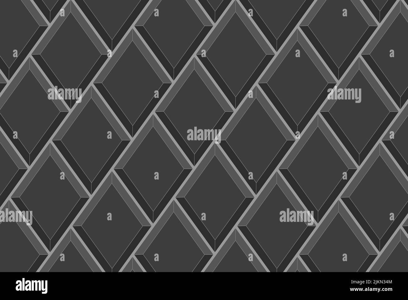 Schwarze Rhombus-Kachel in diagonaler Anordnung. Nahtloses Muster aus Keramik oder Ziegelwänden. Diamond Mosaik Hintergrund. Struktur der Innen- oder Außendekoration. Vektorgrafik flach Stock Vektor