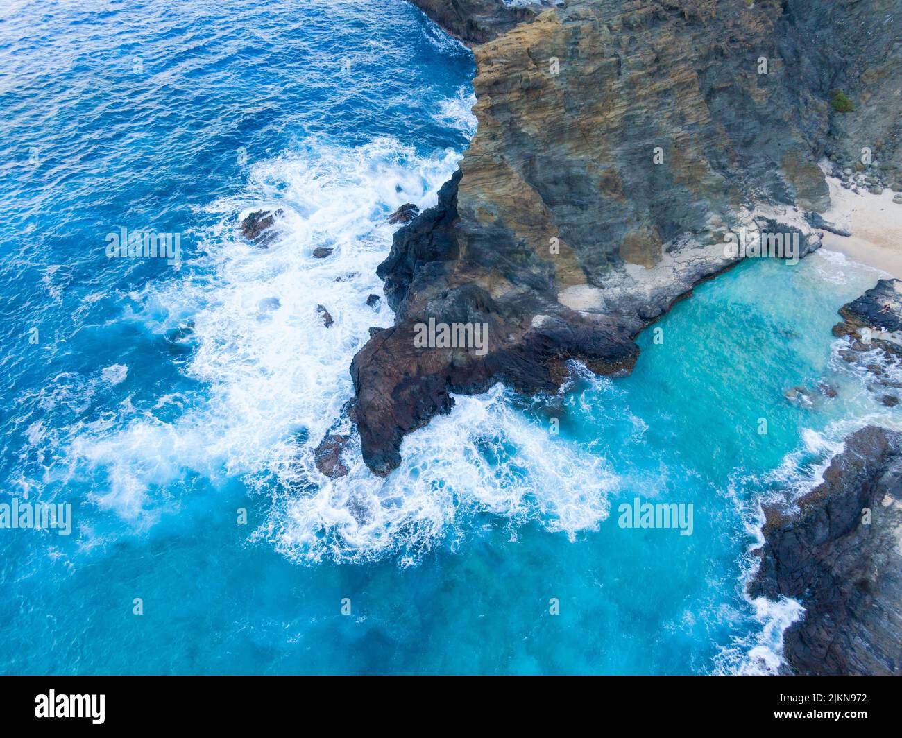 Drohnenbild der Küste von Oahu, Hawaii Stockfoto