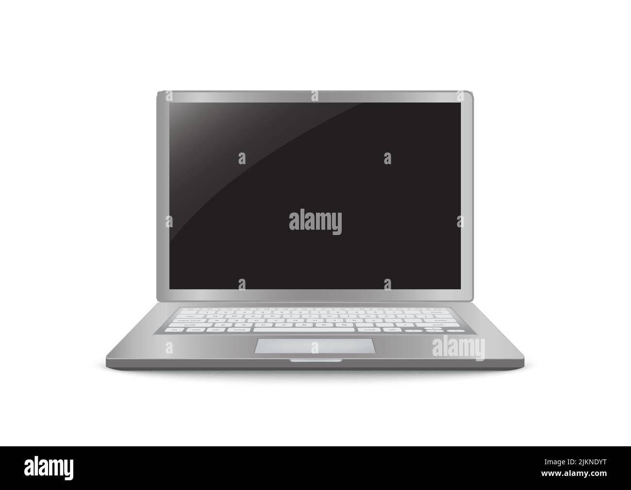 Laptop-Computer mit leerem schwarzen Bildschirm realistisches Symbol für mockup Benutzeroberfläche Design isoliert auf weißem Hintergrund. Vektorgrafik Stock Vektor