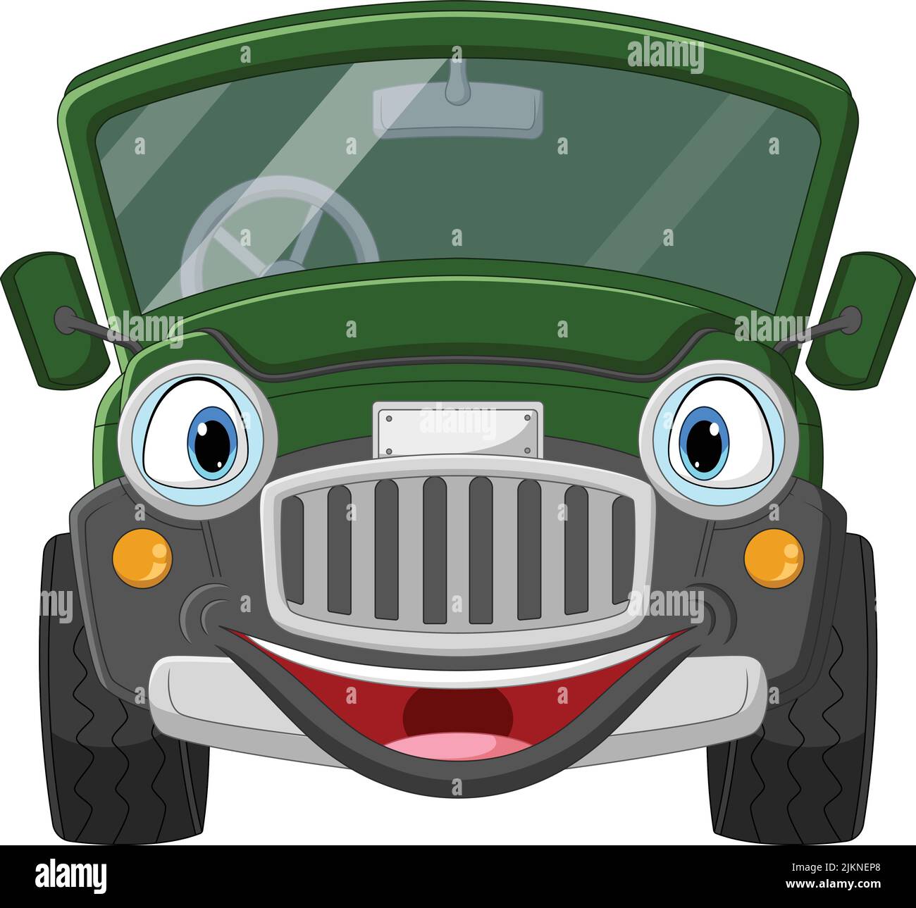 Cartoon Auto Jeep Maskottchen Charakter Stock Vektor