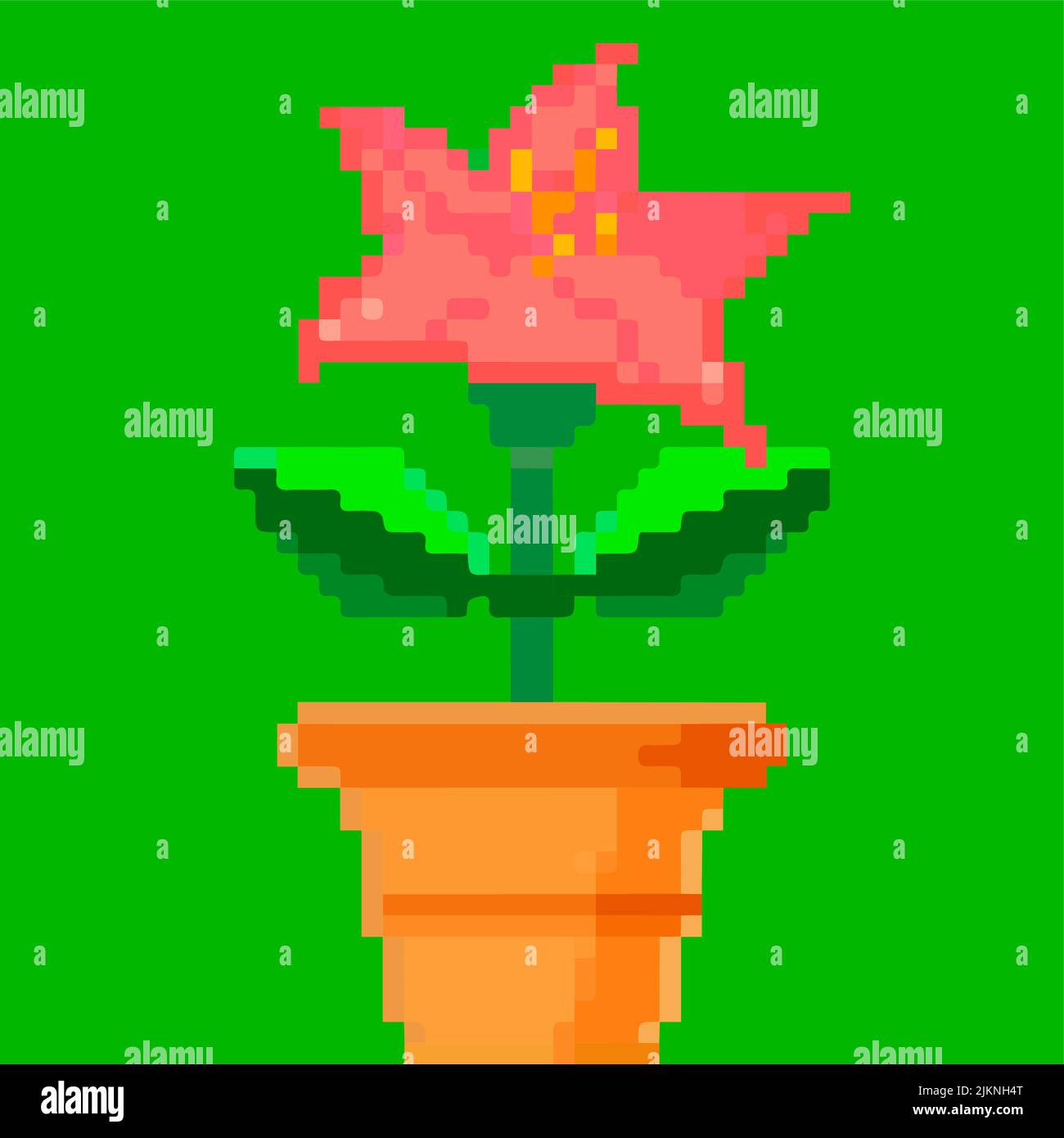 Blume in einem Topf, Pixel-Kunst und die Schaffung Ihres eigenen Gartens Stock Vektor