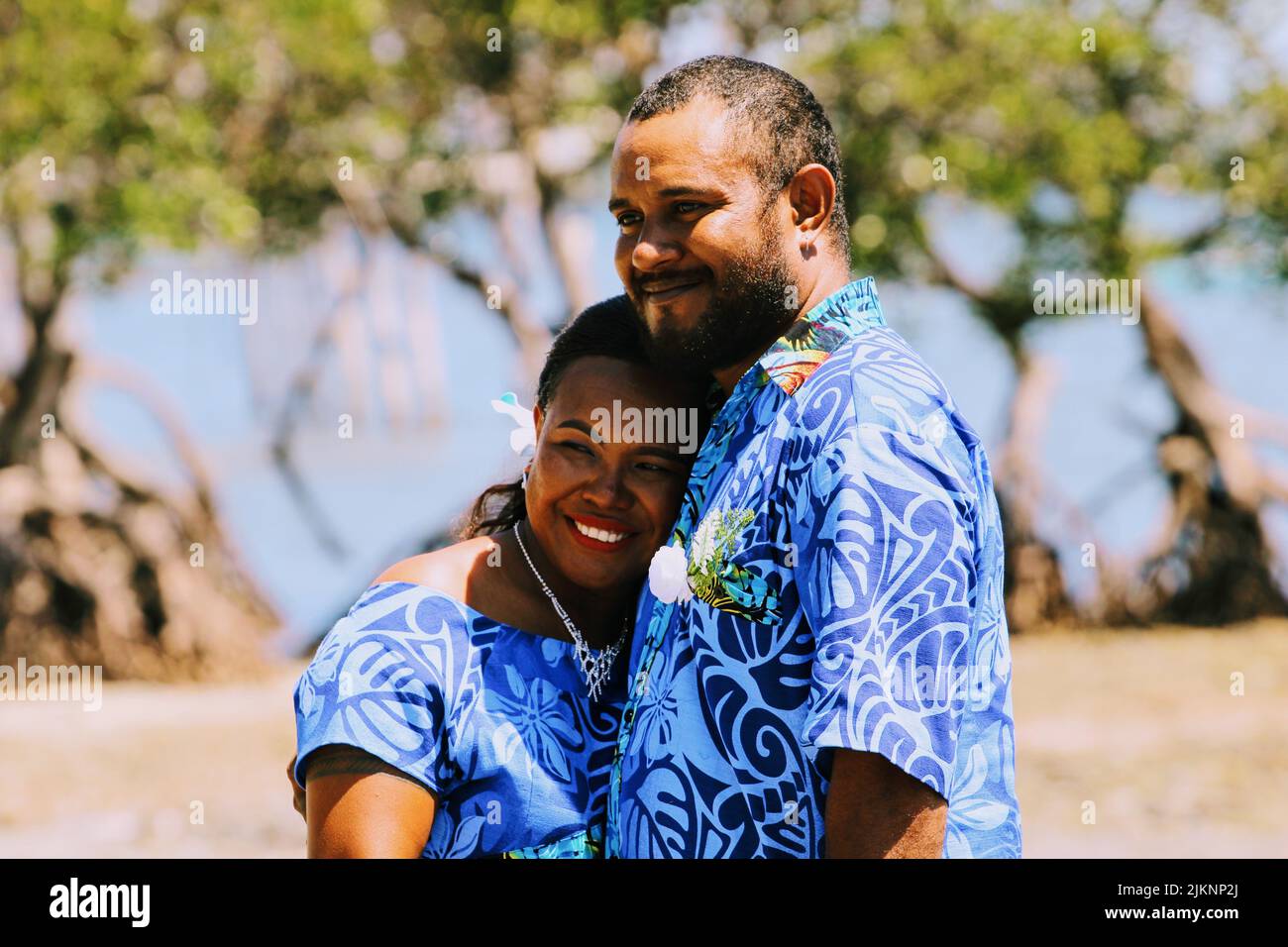 Frisch verliebtes Paar im Dorf Papa, Zentralprovinz, Papua-Neuguinea Stockfoto
