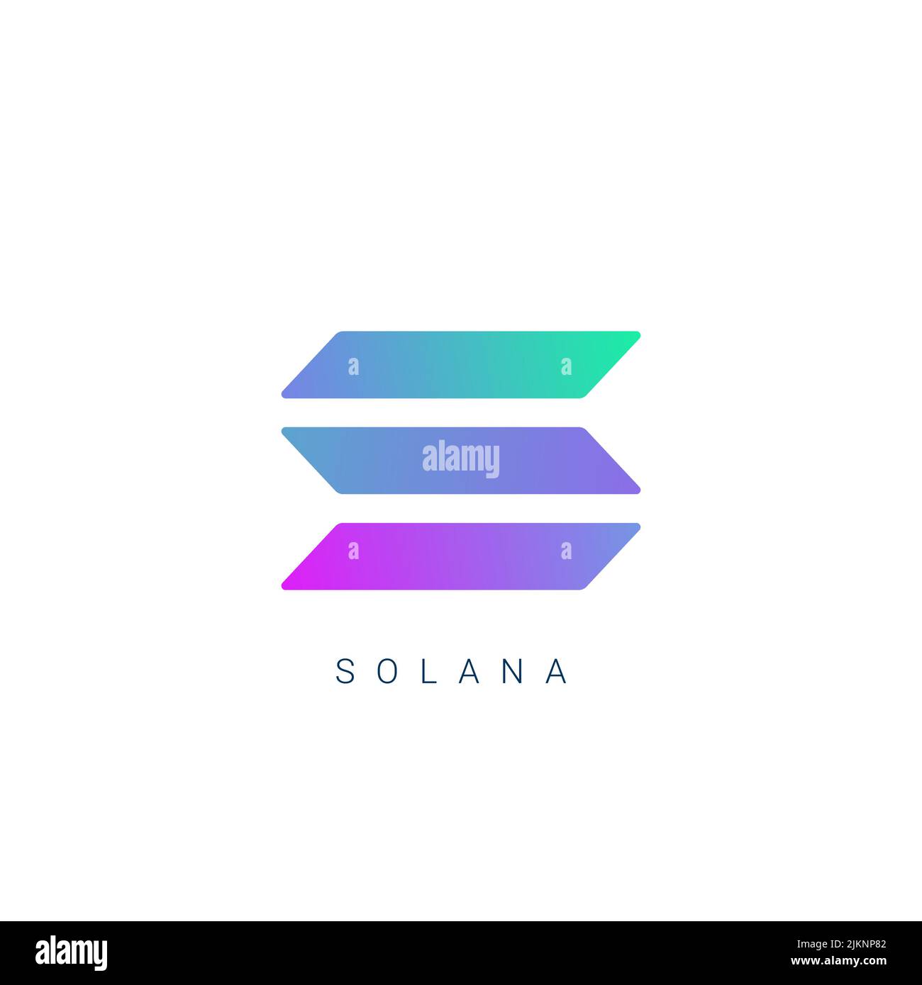 Münzsymbol mit Solana-Logo. Isoliertes vektorsymbol für kryptowährung-Token von solana. Sol Blockchain Crypto Bank. Stock Vektor