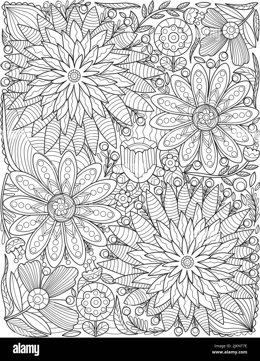 Eine Illustration eines floral gemusterten Doodles auf weißem Hintergrund Stock Vektor