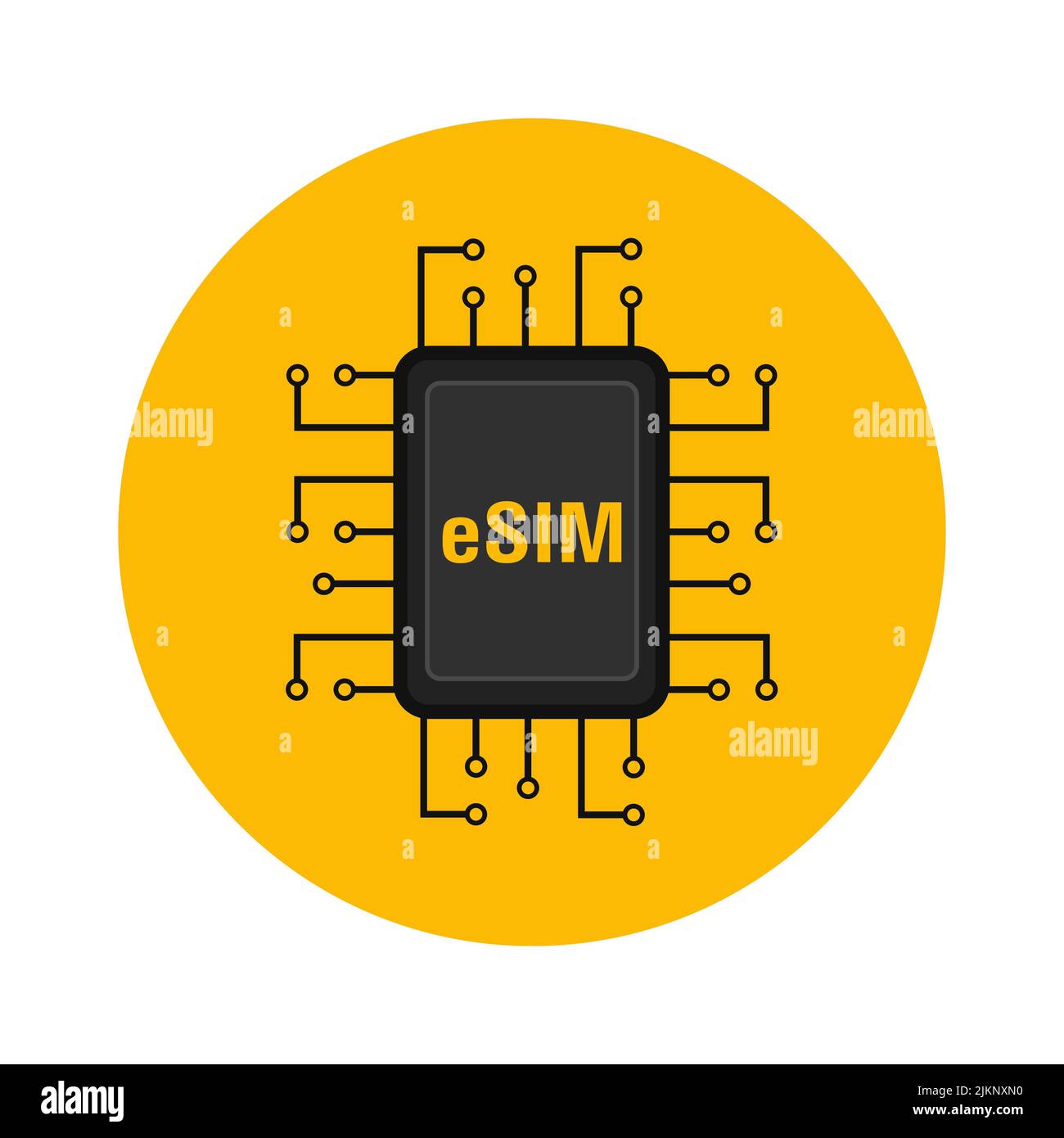 Symbol für das Konzept der eSIM-Chipkarte. Embedded sim-Karte Mobilfunk-Technologie Smart-Konzept. Vektor Stock Vektor