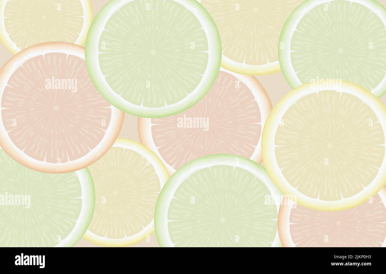 Frische Gesunde Lebensmittel Zitrone Obst Pastell Farbe Hintergrund Stock Vektor