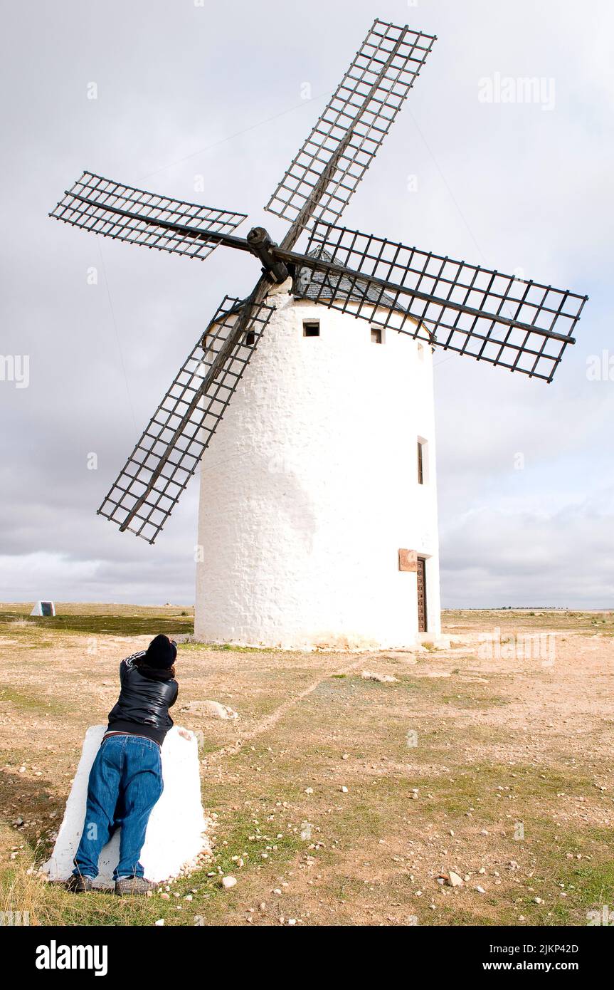 Molinos de viento en Campo de Criptana Stockfoto