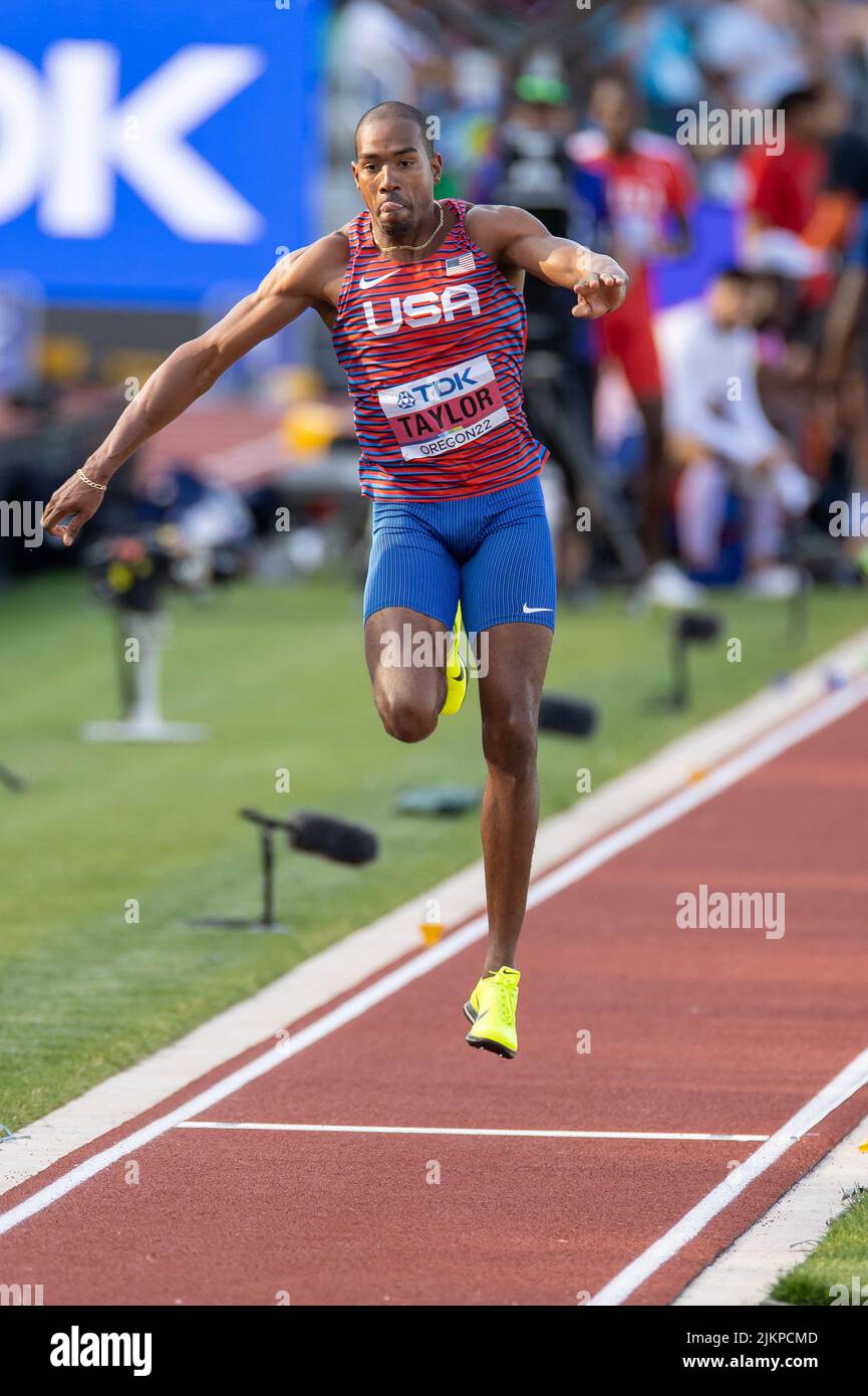 Christian Taylor (USA) dreifache Sprünge 54-0 3/4 (16,48) in der Qualifikationsrunde während der Nachmittagssession am 7. Tag der Leichtathletik-Weltmeisterschaft Stockfoto