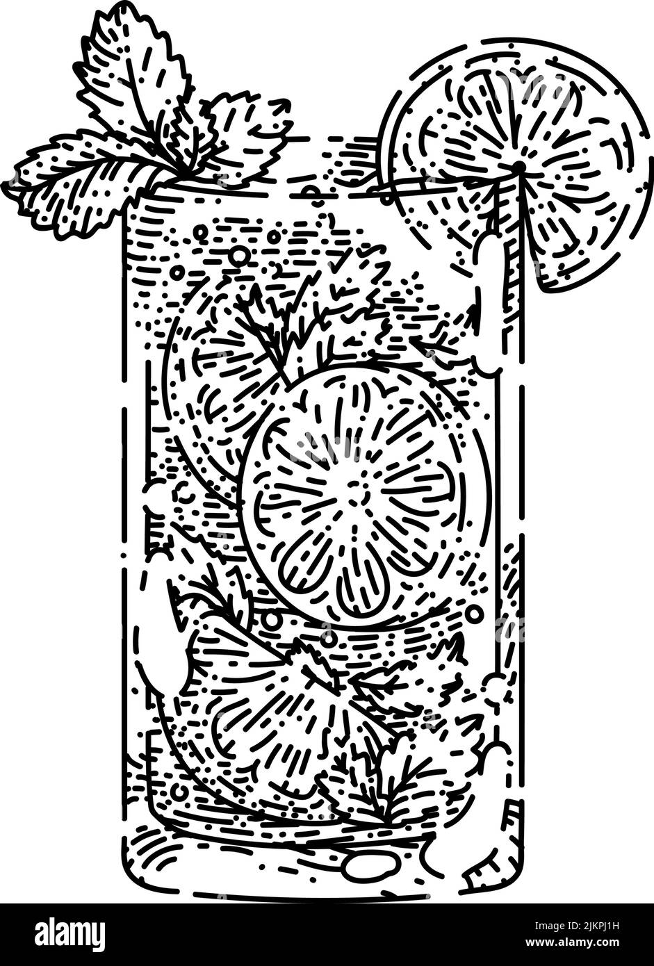 mojito Cocktail Skizze handgezeichneter Vektor Stock Vektor