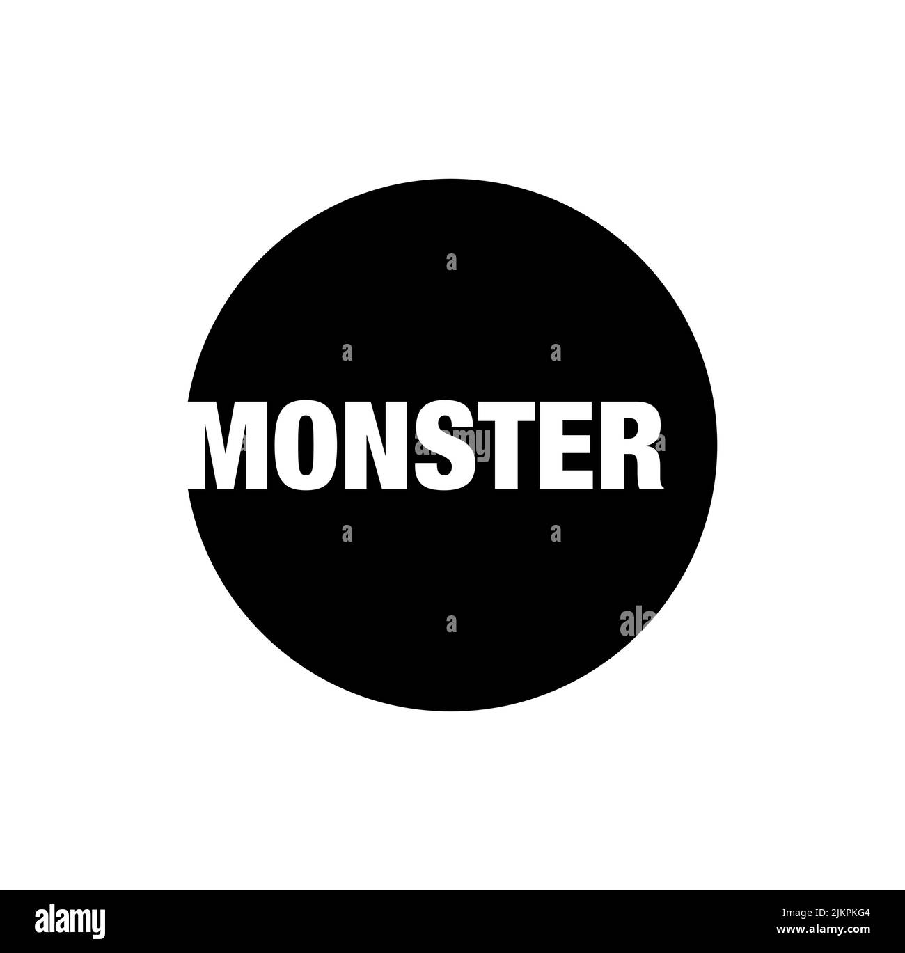 Ein Unternehmen oder ein Markenlogo des Wortes Monster auf einem schwarzen Kreis Stock Vektor