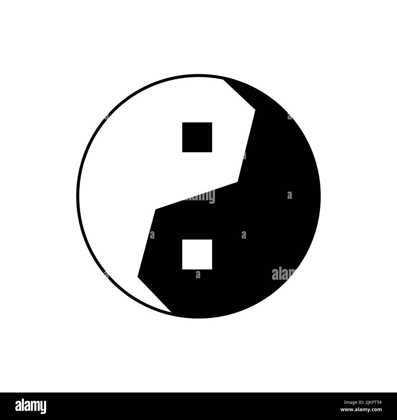 Die Yin Yang Ikone, chinesisches Symbol für Harmonie und Gleichgewicht, isoliert auf weißem Hintergrund. Stock Vektor