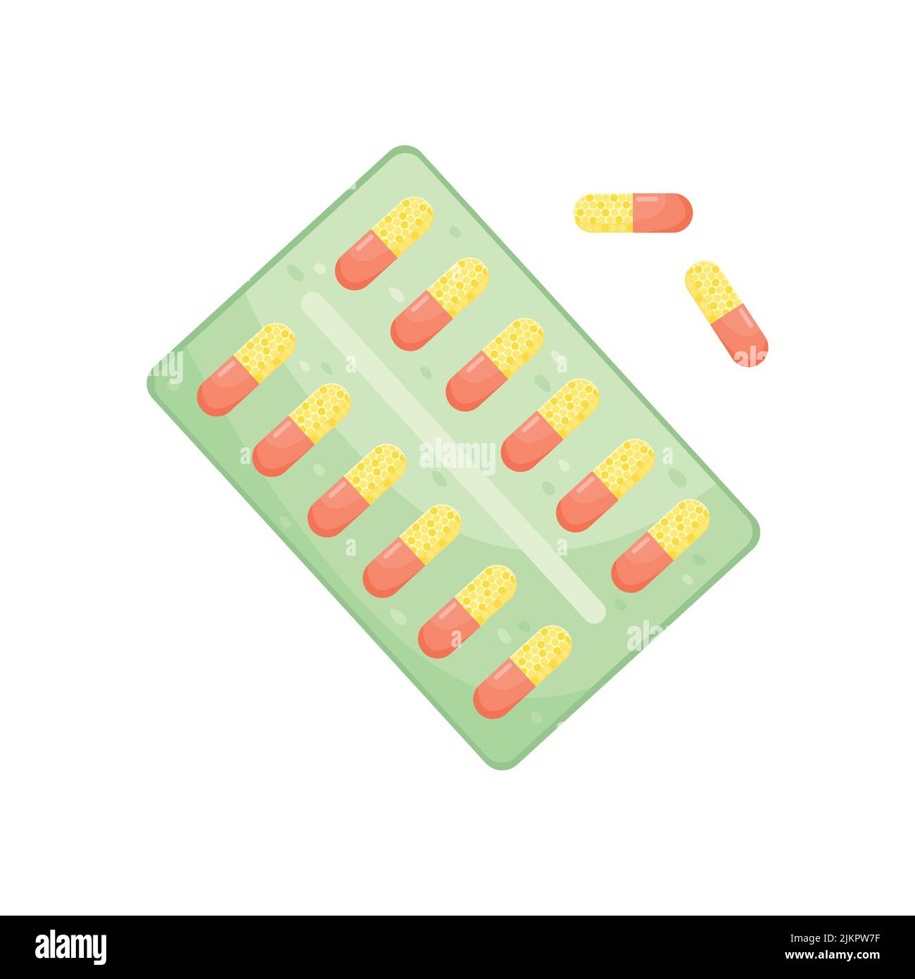 Vektordarstellung eines Pakets mit Tablets. Medikation. Stock Vektor