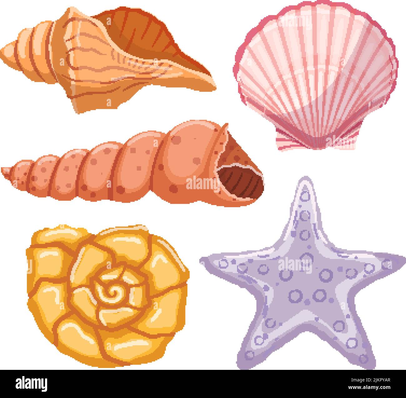 Shell Meer Set Cartoon-Vektor Stock Vektor