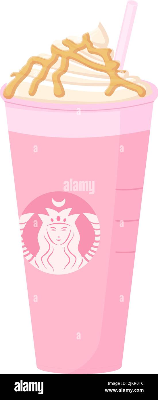 Pink Caramel Macchiato mit Schlagsahne Stock Vektor