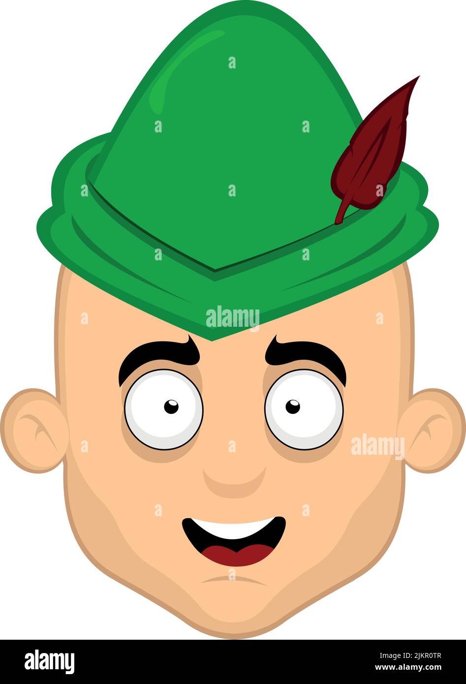Vektor-Illustration eines Cartoon-Mann Gesicht mit einem Robin Haube Hut Stock Vektor