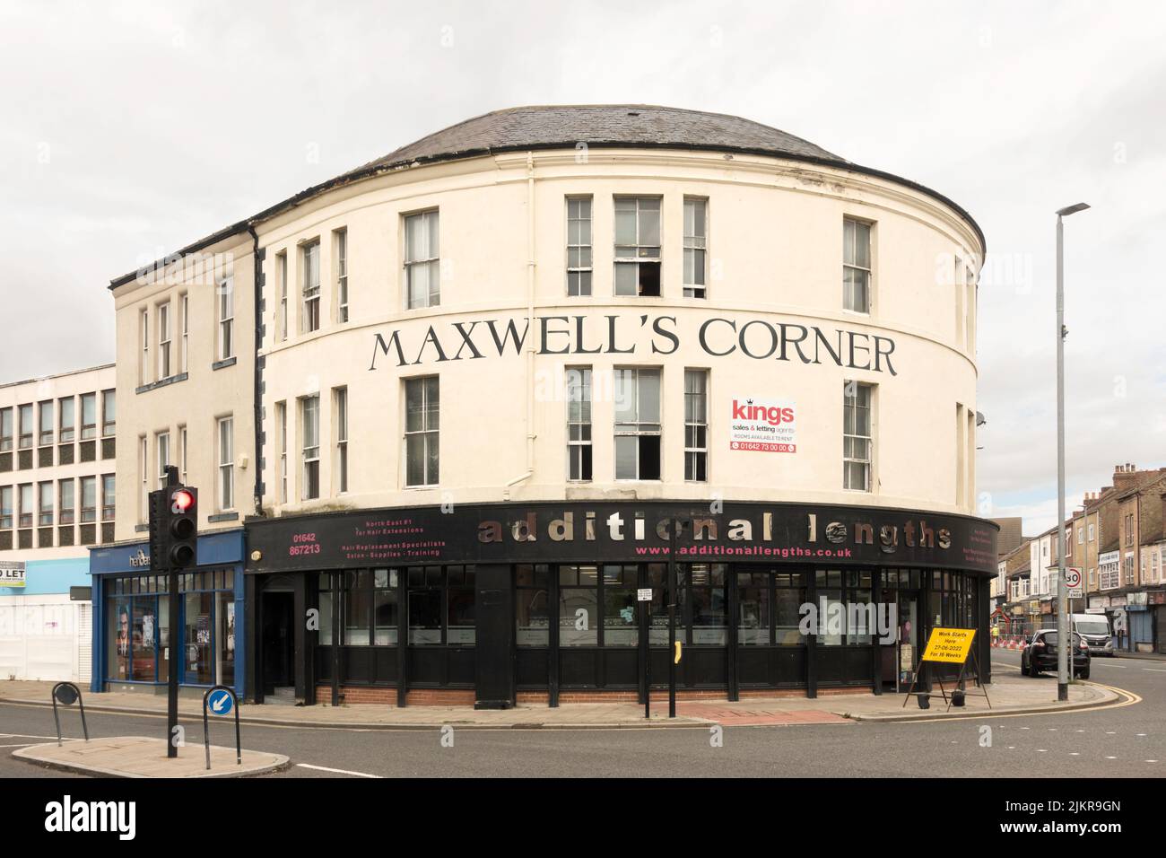 Friseure mit zusätzlichen Längen bei Maxwell's Corner, Stockton on Tees, Co. Durham, England, Großbritannien Stockfoto