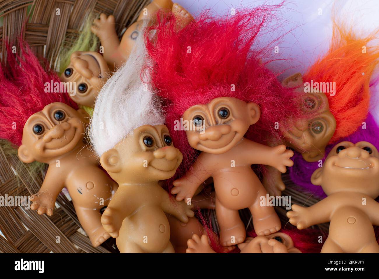Troll Dolls - Vintage Russ Trolle zum Verkauf - UK Stockfoto