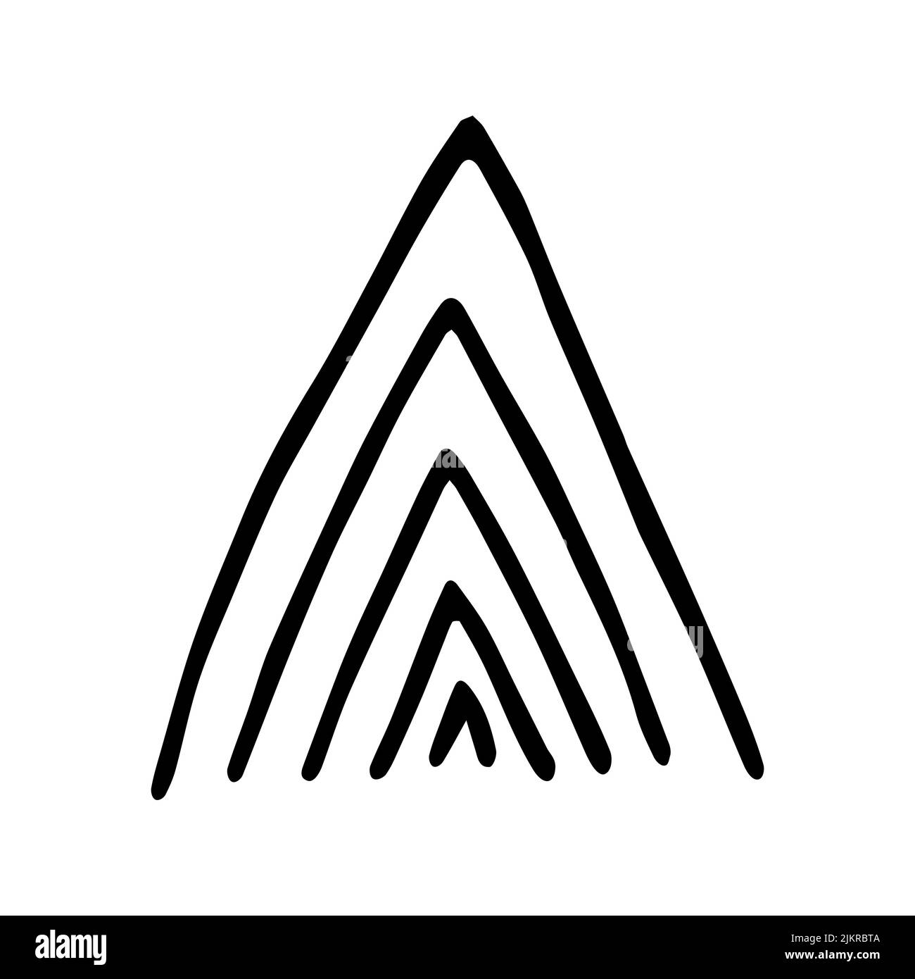 Vektor Chevron Doodle Frohe Weihnachtsbaum. Handgezeichnete Tanne isoliert auf weißem Hintergrund. Skizzieren Sie den skandinavischen Nadelbaum. Frohes neues Jahr Stock Vektor