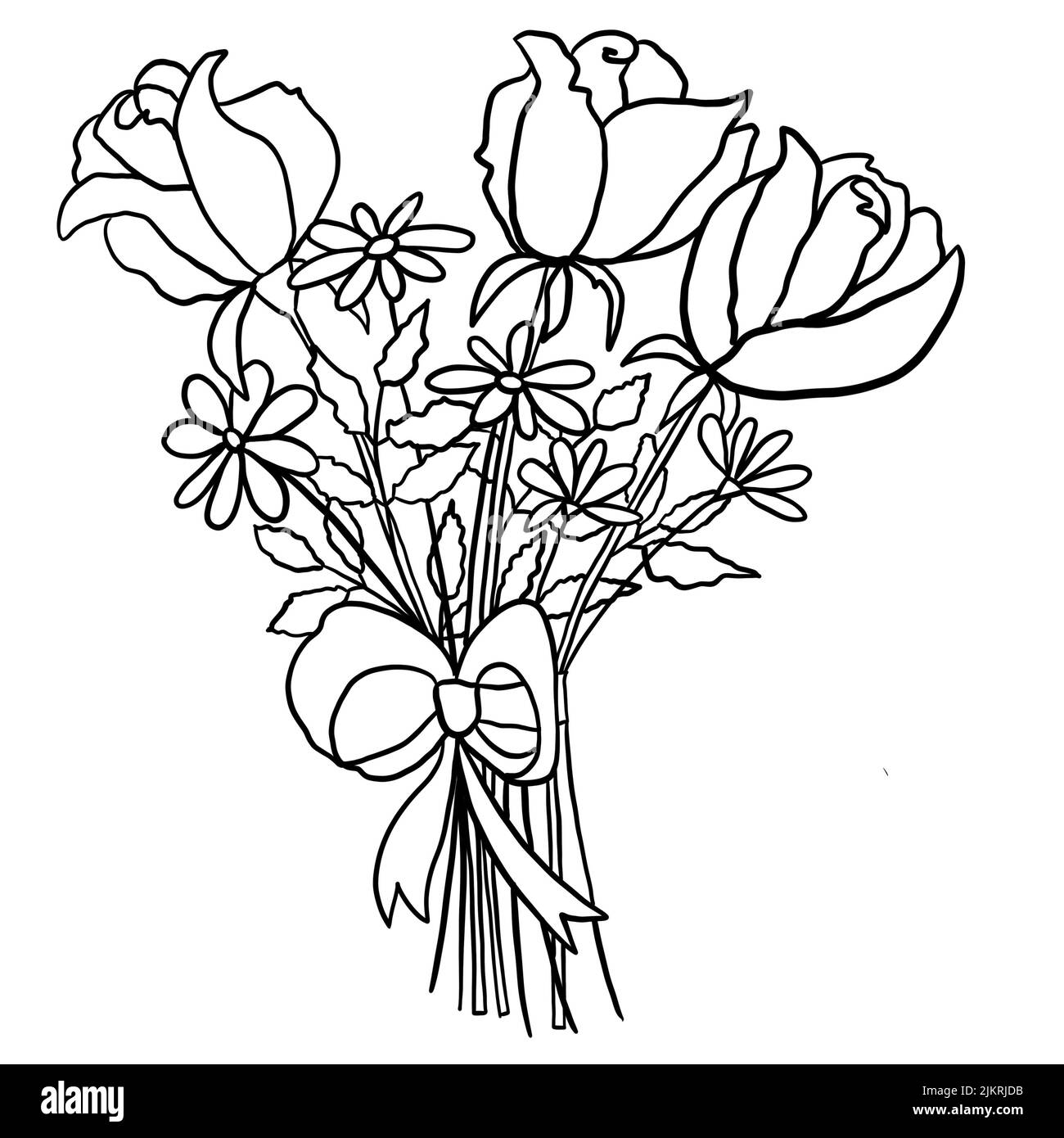 Handgezeichnete Blumenblätter Illustration, schwarz weiß elegante Hochzeit Ornament, Linie Kunst Minimalismus Tatoo Stil Design Sommer Frühling Natur Zweig Laub Blüte Stockfoto