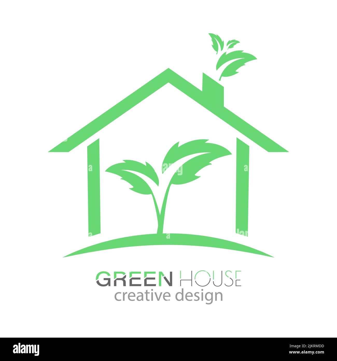 Grünes Haus. Vektor-Logo, Emblem oder Aufkleber eines Smart Home, Öko-Konstruktion oder Öko-Reparatur. Vektor für Websites, Anwendungen und kreative Ideen. Fla Stock Vektor