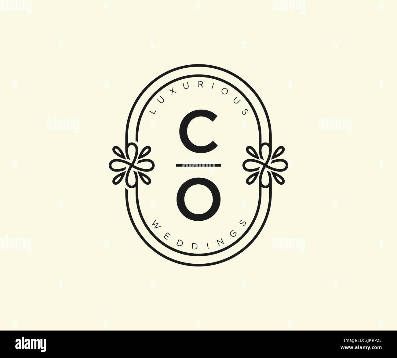 CO Initialen Brief Hochzeit Monogramm Logos Vorlage, handgezeichnete moderne minimalistische und florale Vorlagen für Einladungskarten, Save the Date, elegant Stock Vektor