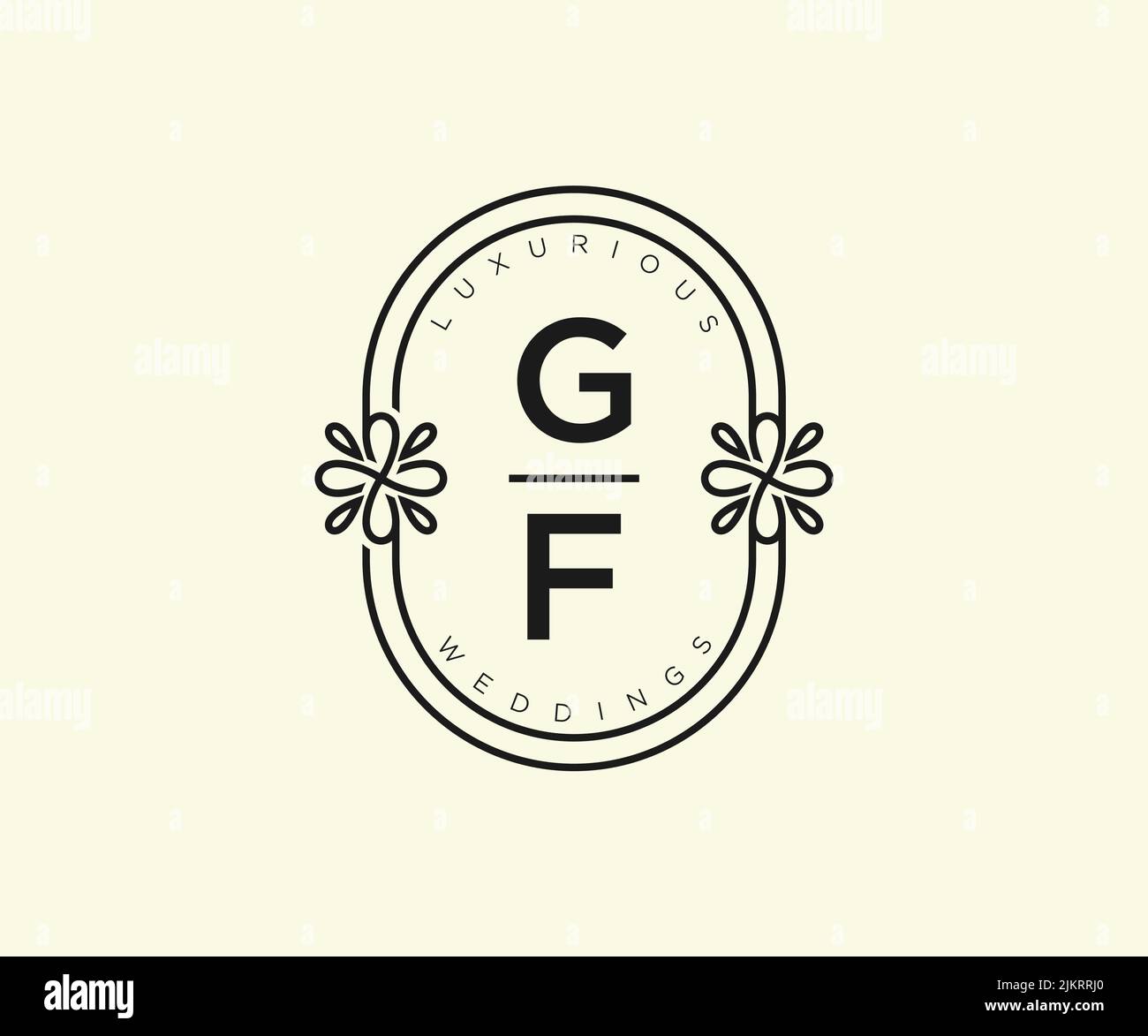 GF Initials Letter Hochzeitslogo-Vorlage, handgezeichnete moderne minimalistische und florale Vorlagen für Einladungskarten, Save the Date, elegant Stock Vektor