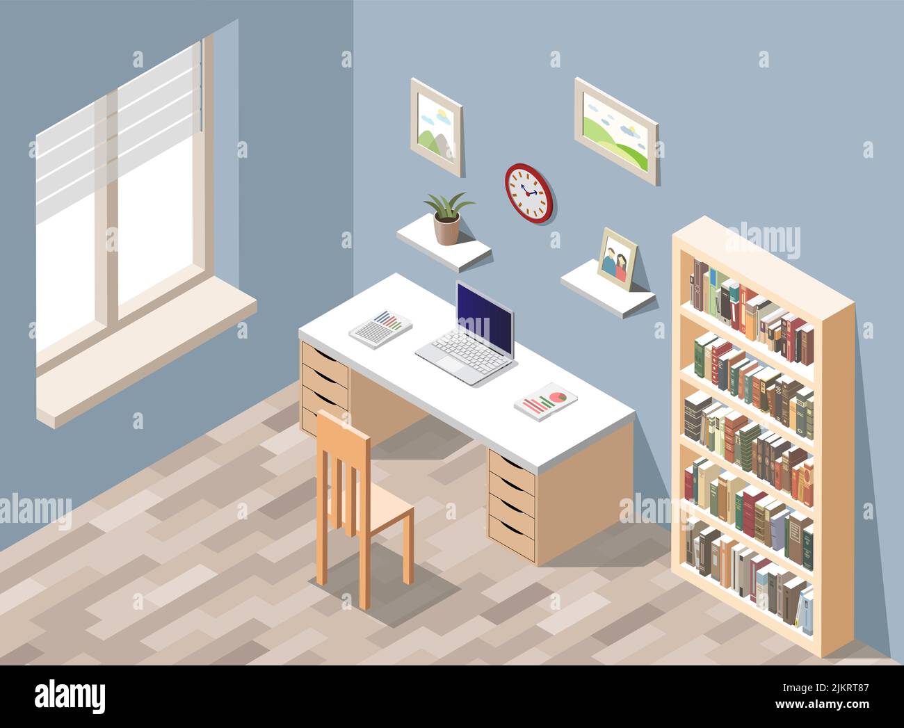 Innenraum des Büroraums – Vektor-Isometrie Stock Vektor