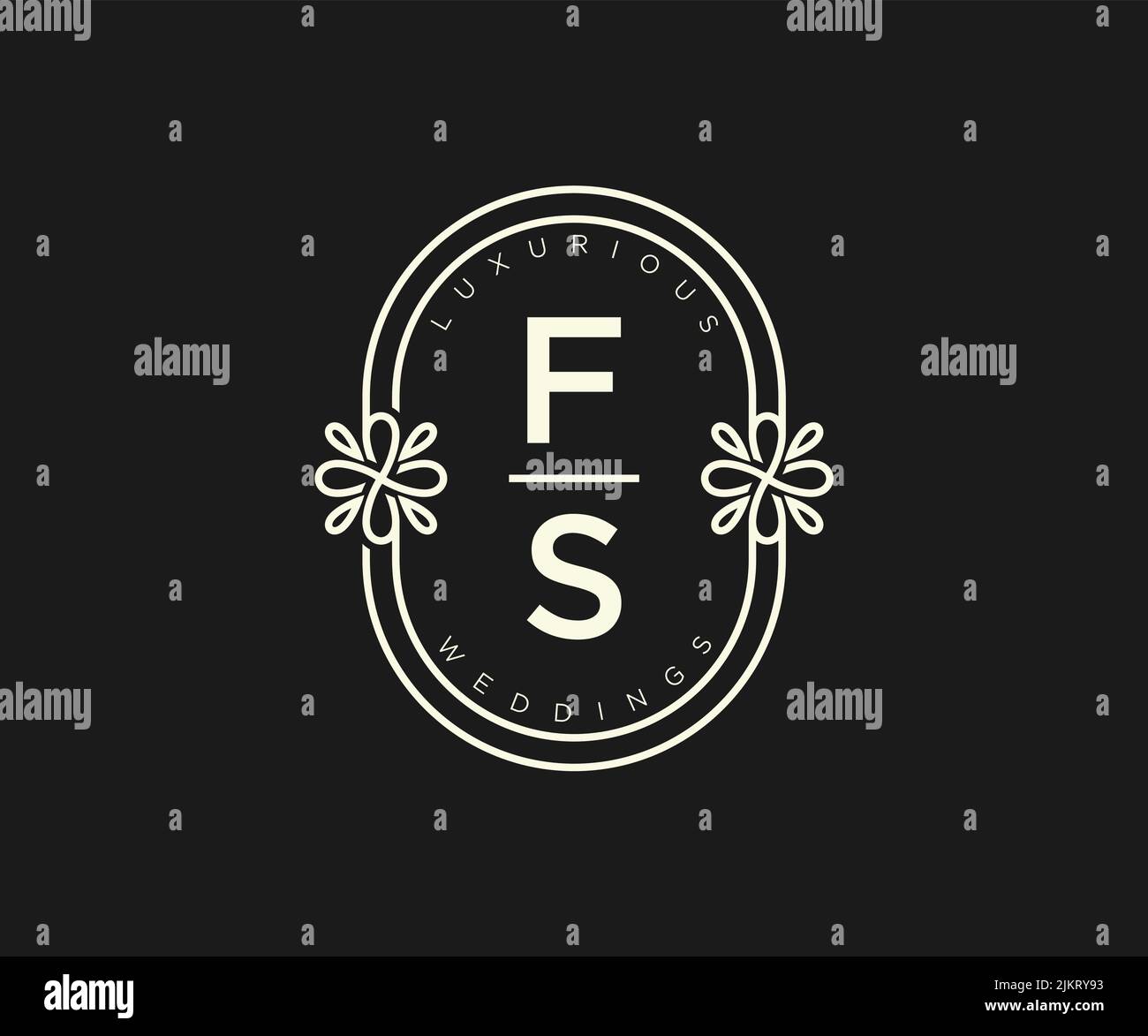 FS Initialen Brief Hochzeit Monogramm Logos Vorlage, handgezeichnete moderne minimalistische und florale Vorlagen für Einladungskarten, Save the Date, elegant Stock Vektor