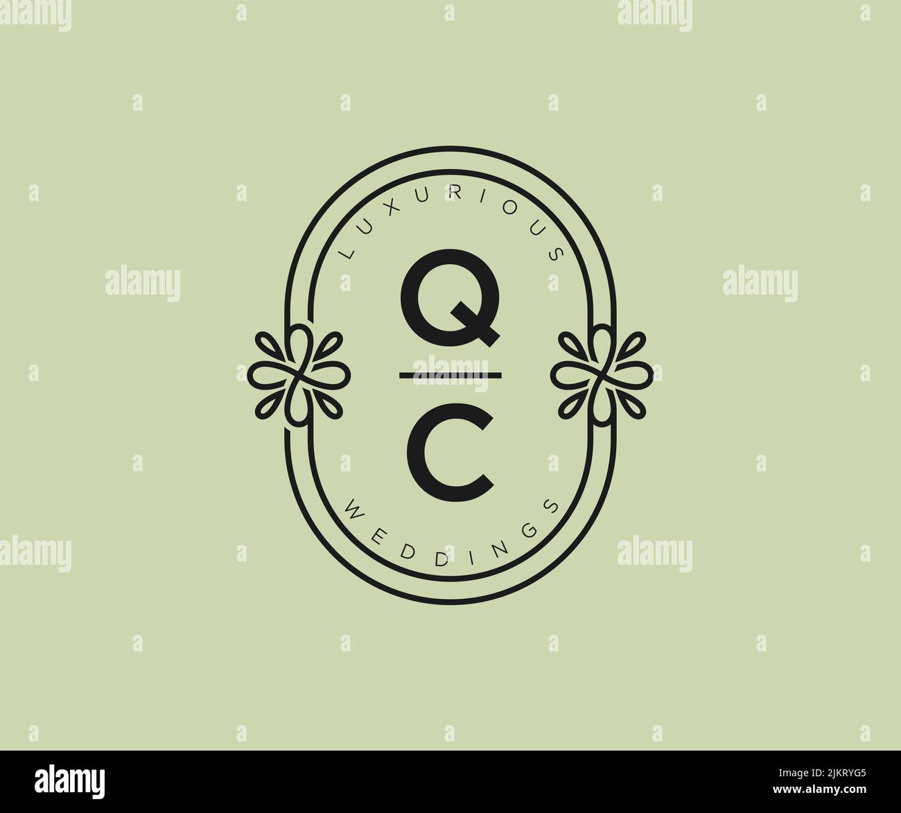 QC Initials Letter Hochzeitsmonogramm Logos Vorlage, handgezeichnete moderne minimalistische und florale Vorlagen für Einladungskarten, Save the Date, elegant Stock Vektor