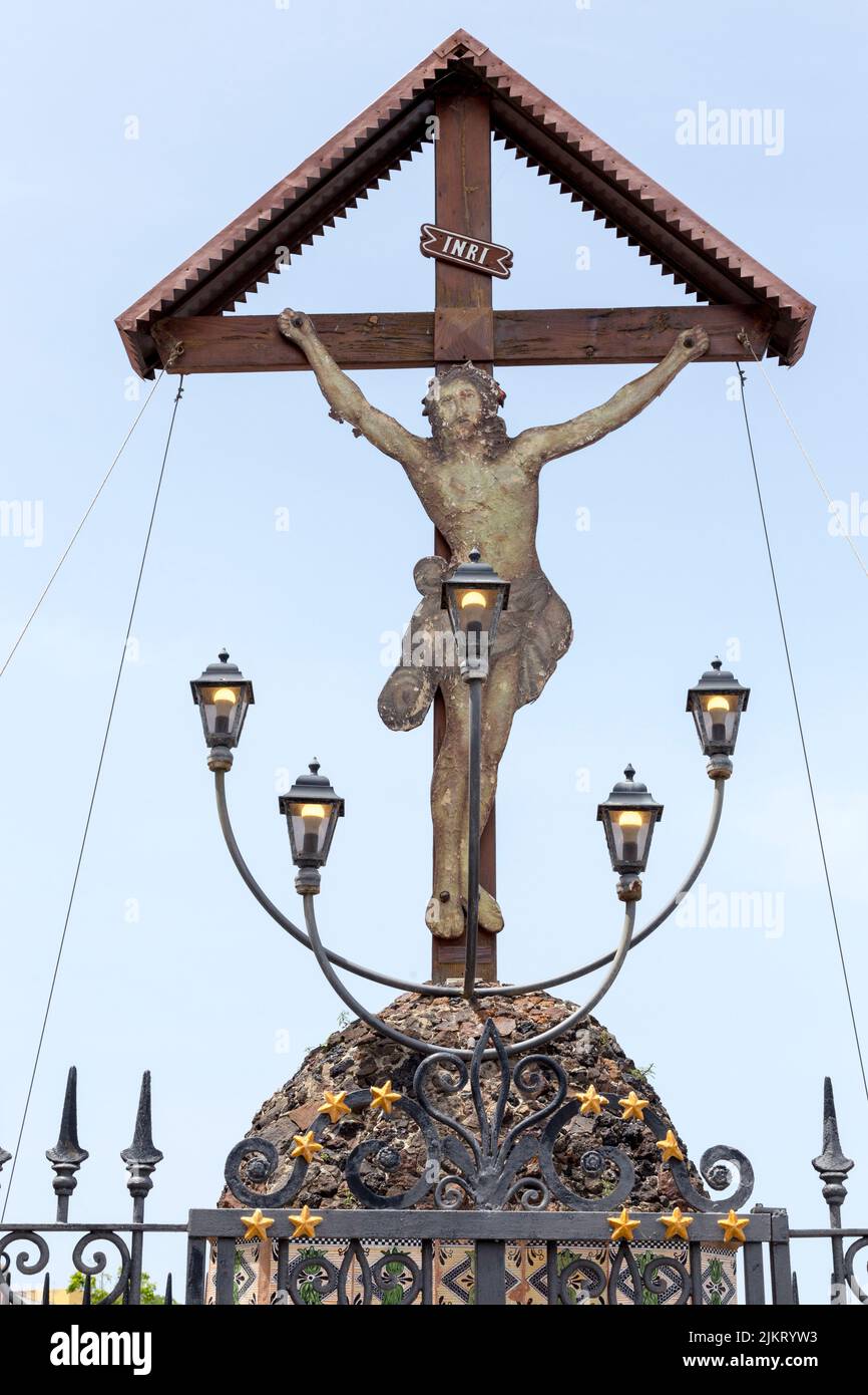 Jesus am Kreuz, Insel Procida, Italien, Europa Stockfoto