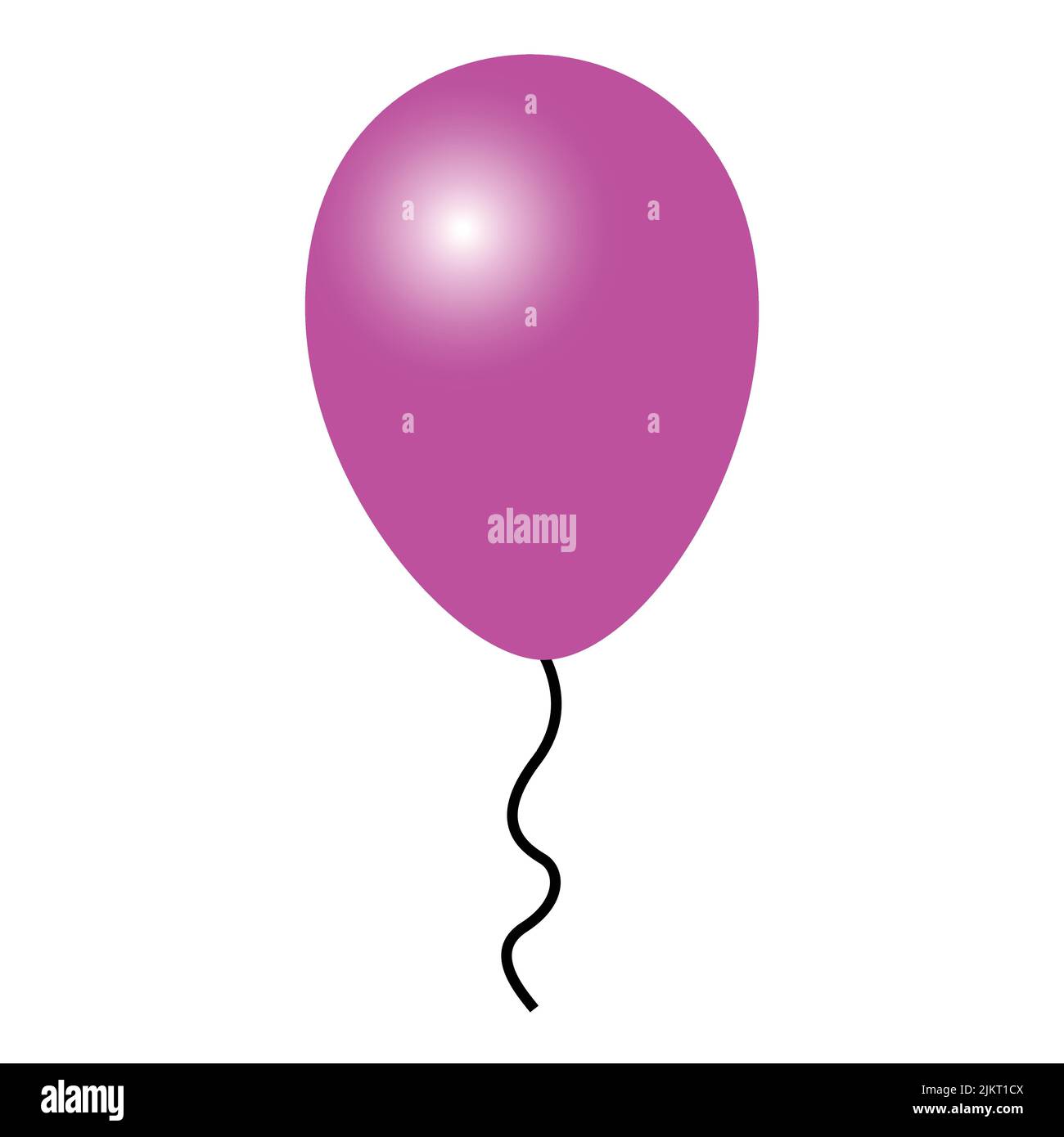 Bunte Ballon isoliert auf weißem Hintergrund. Holiday Element Design realistischer Ballon mit schwarzem Band und Schleife Stock Vektor