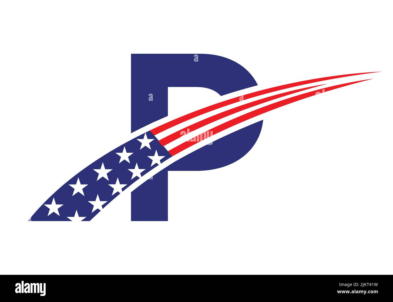 Anfangsbuchstabe P American Logo for Business, Corporate and Company Sign. USA American Logo Vektorvorlage Stock Vektor