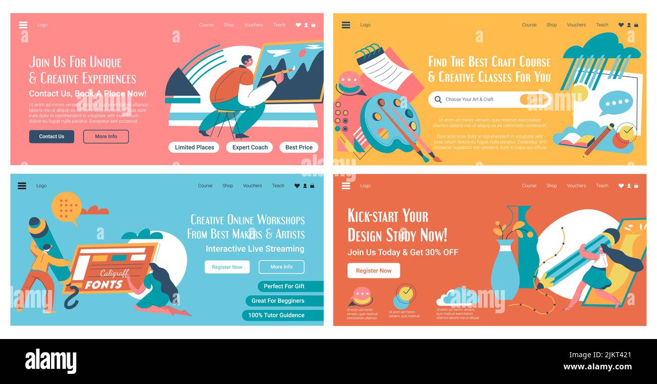 Kreative Workshop-Promotion bei Webbanner-Set Stock Vektor