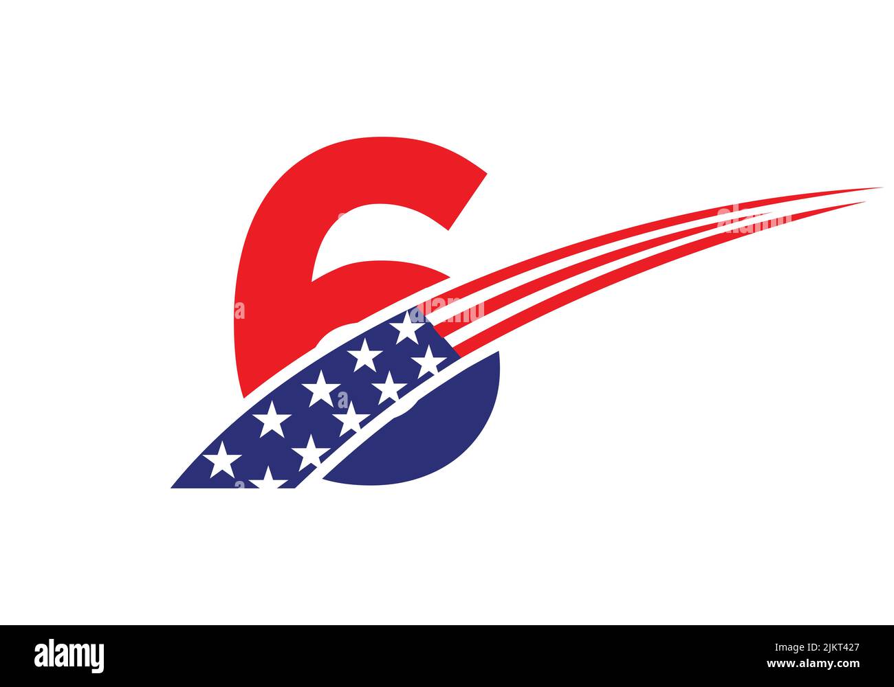 Anfangsbuchstabe 6 American Logo for Business, Corporate and Company Sign. USA American Logo Vektorvorlage Stock Vektor