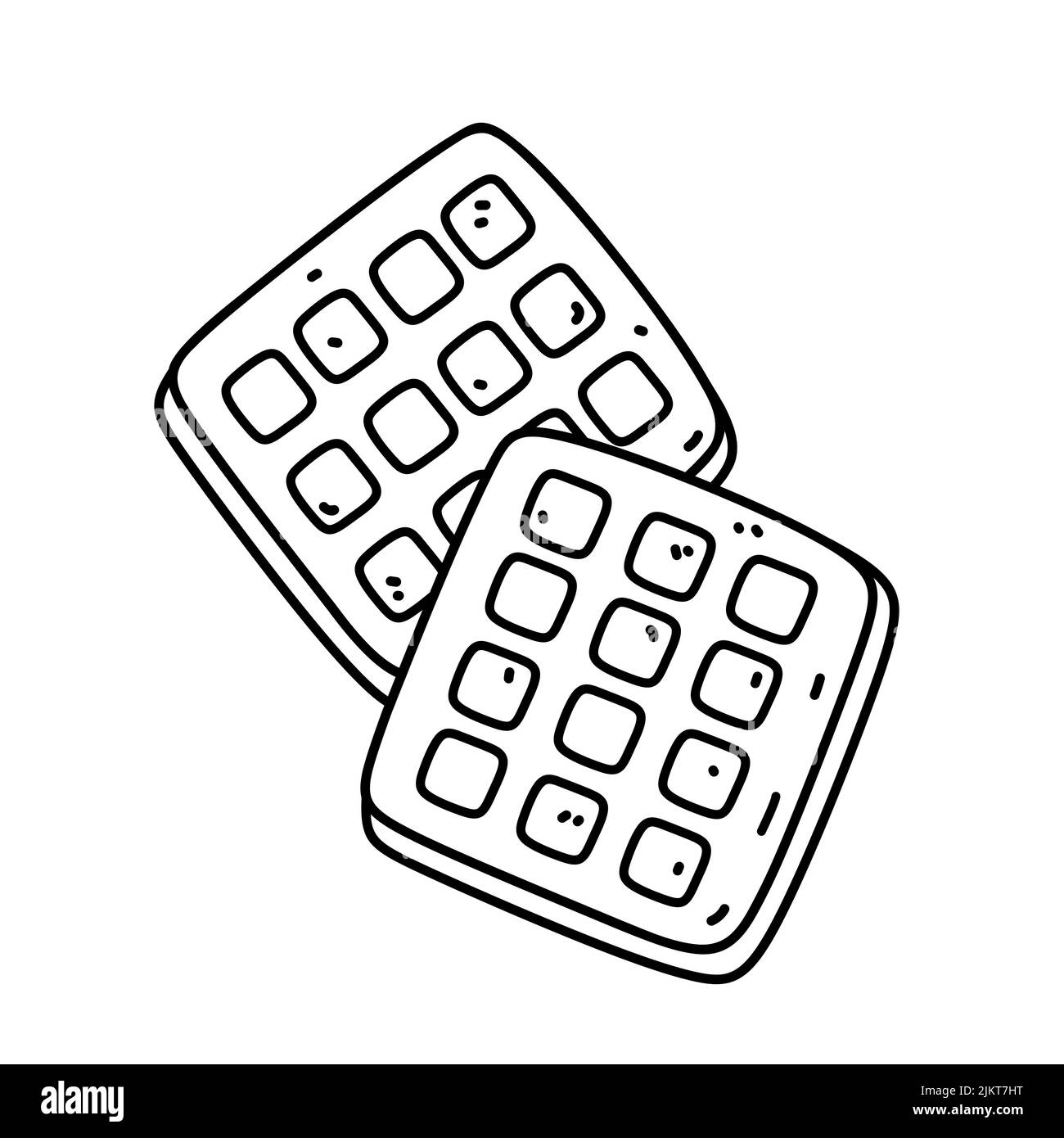 Waffeln zum Frühstück isoliert auf weißem Hintergrund. Frisches Gebäck. Vektor-handgezeichnete Illustration im Doodle-Stil. Perfekt für Rezepte, Dekoration, l Stock Vektor