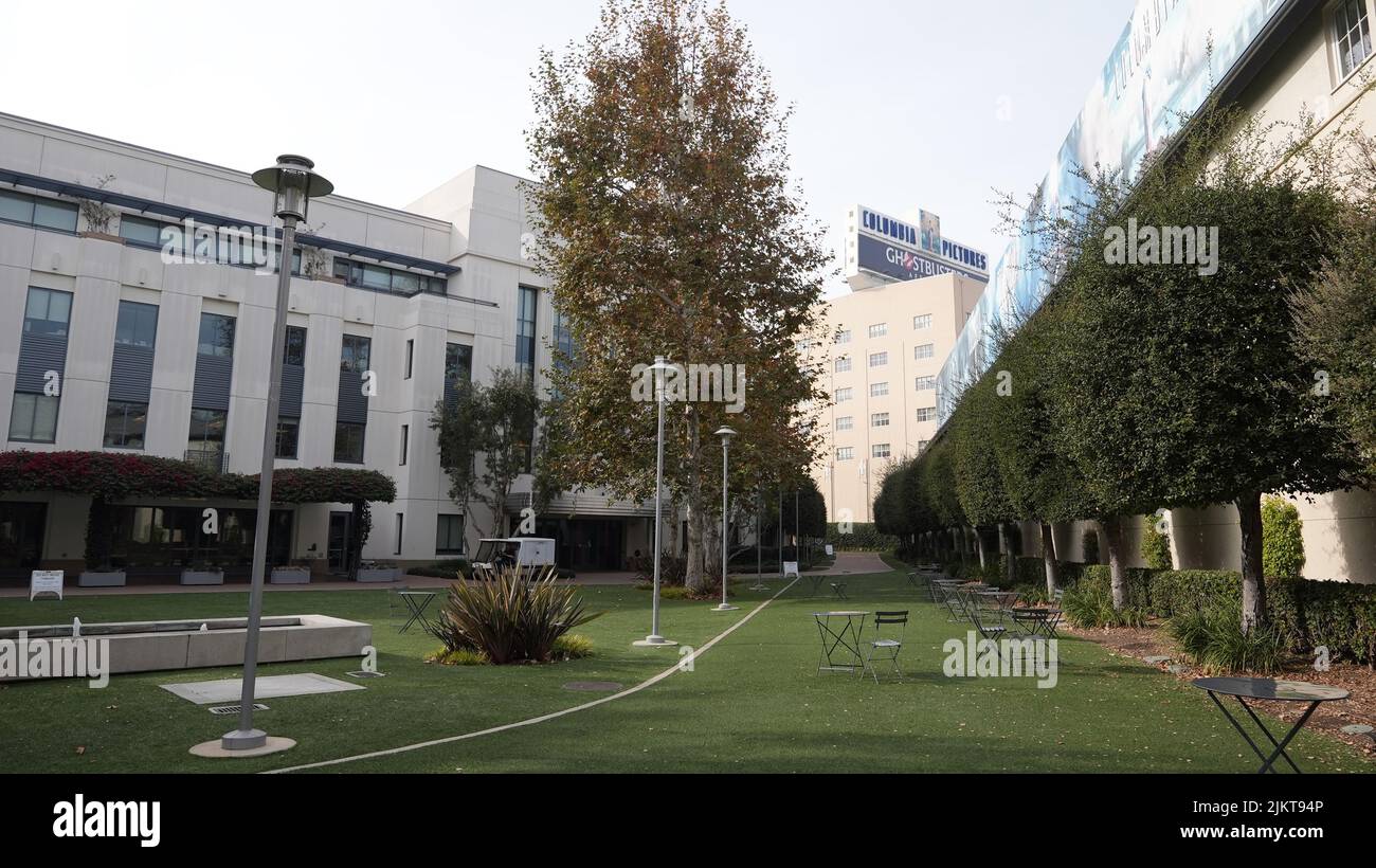 Eine wunderschöne Aufnahme des Calley Park in den Sony Pictures Studios in Culver City, Kalifornien. Stockfoto