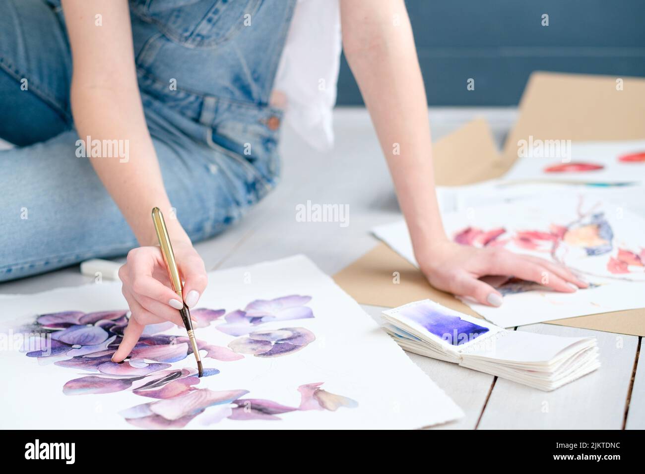 Inspiration Kunst malen Hobby zeichnen Aquarell-Design Stockfoto