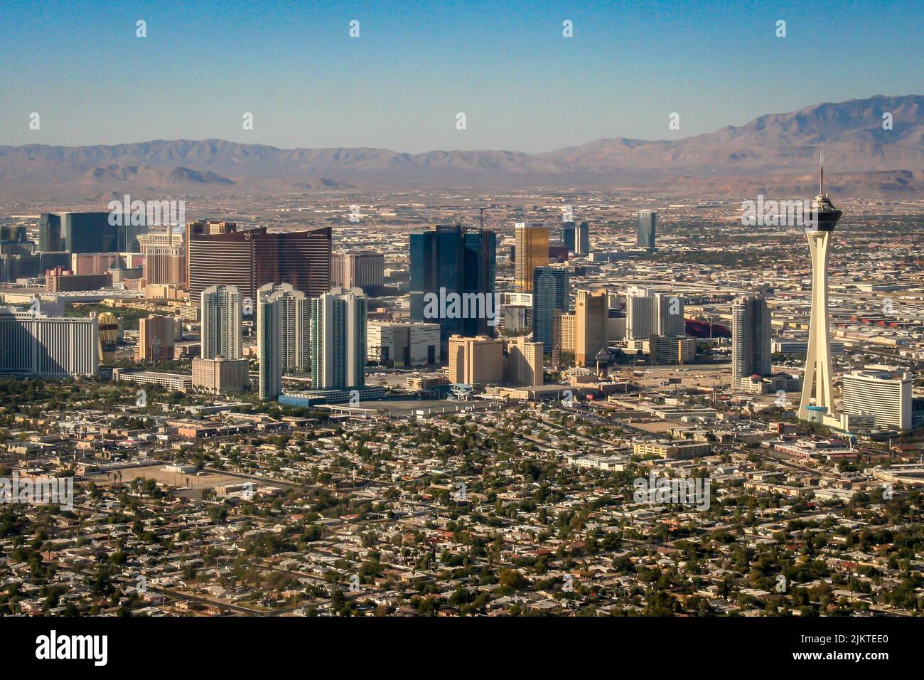 Eine Luftaufnahme des Stadtbildes von Las Vegas, USA Stockfoto