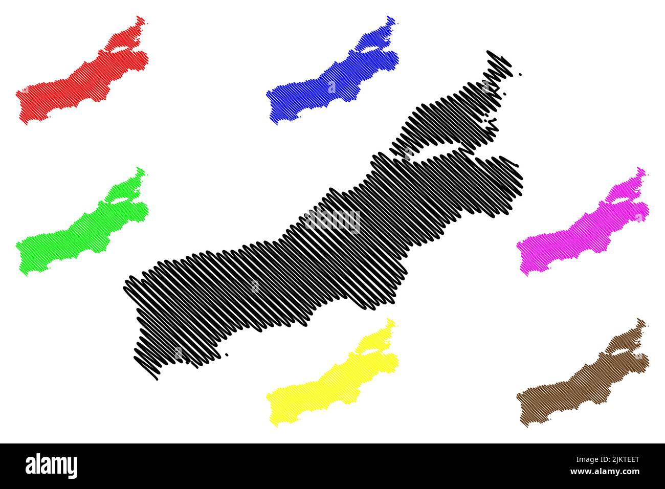 Rote-Insel (Republik Indonesien, Südostasien, Ost-Nusa Tenggara) Kartenvektordarstellung, Scribble-Skizze Rote-Karte Stock Vektor