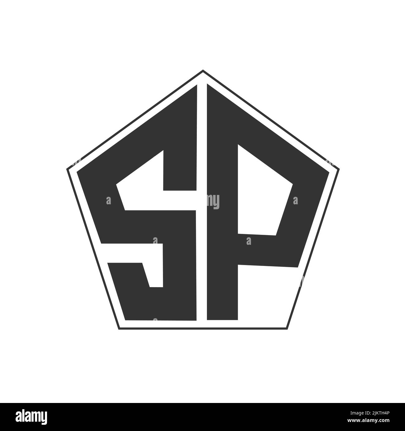 Die Buchstaben S und P mit weißem Hintergrund - schönes Logo-Design Stock Vektor